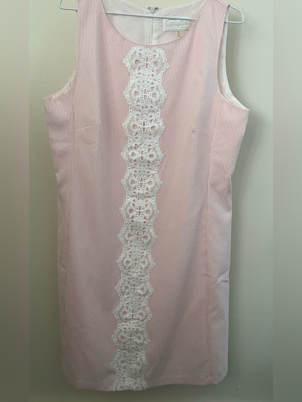 Pappagallo Sleeveless Seersucker Sheath Dress Pink/White Size 14